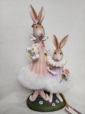 Pastel Bunny Duo Figurine - Pink & Lavender